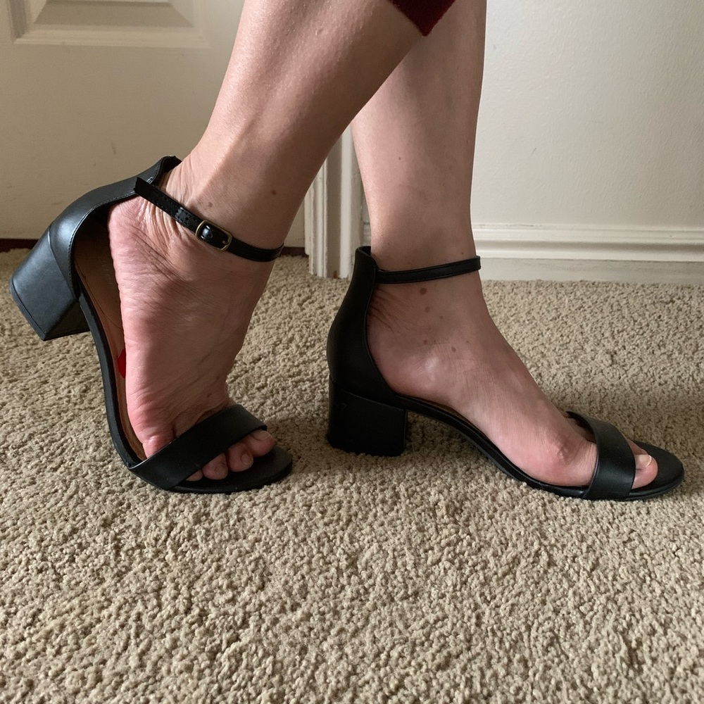 Madden Girl 2 inch heel black sandal